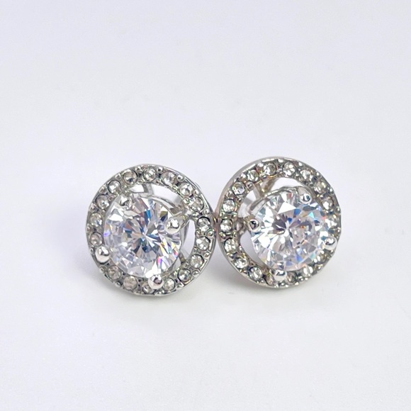 Convertible Halo Stud Crystal Earrings - Picture 8 of 8